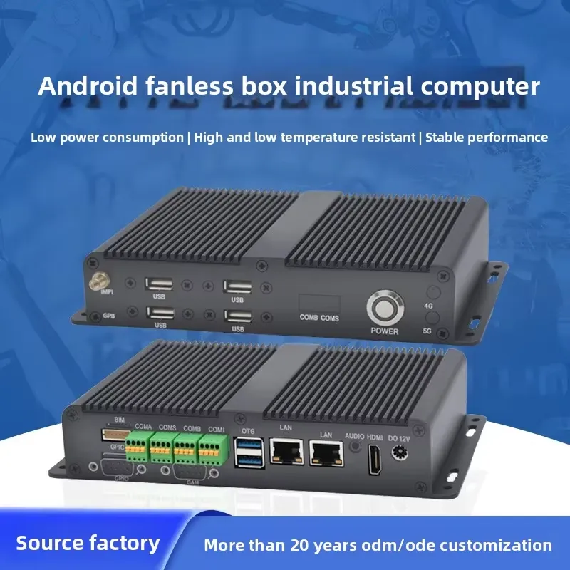 Android fanless BOX industrial computer, RK3568/3576 chip, dual network 6COM 5USB 8bit GPIO